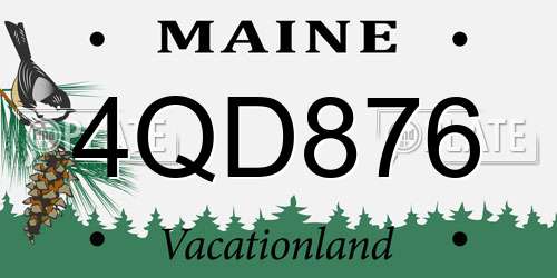 4QD876 Maine License Plate