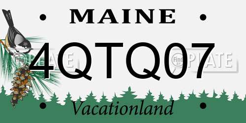 4QTQ07 Maine License Plate