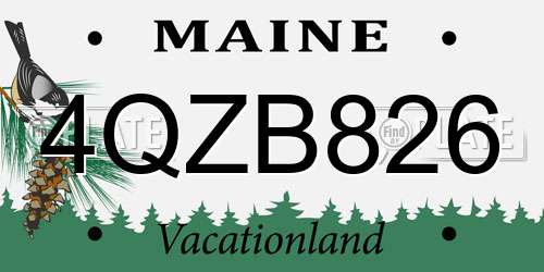 4QZB826 Maine License Plate