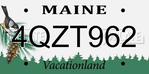 4QZT962 Maine License Plate
