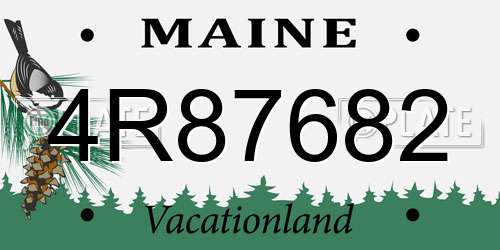 4R87682 Maine License Plate