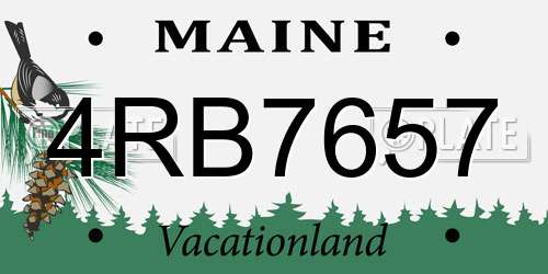 4RB7657 Maine License Plate