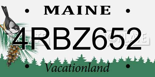 4RBZ652 Maine License Plate
