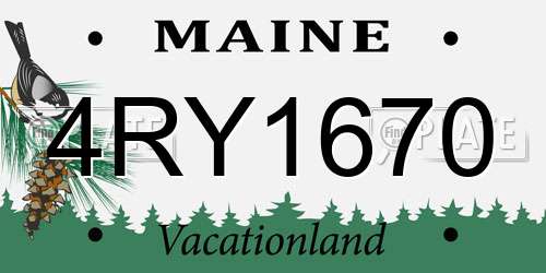 4RY1670 Maine License Plate
