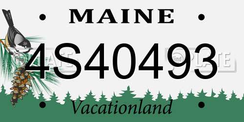 4S40493 Maine License Plate
