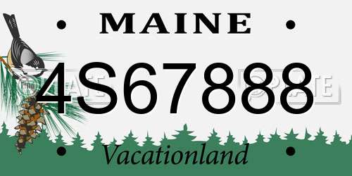 4S67888 Maine License Plate