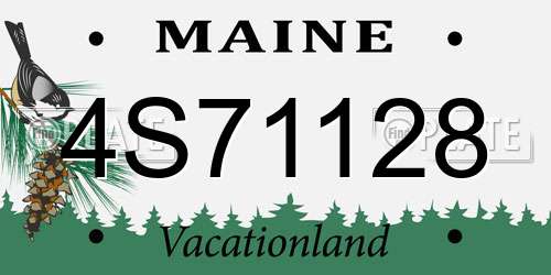 4S71128 Maine License Plate