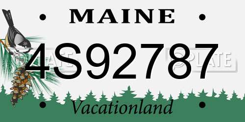 4S92787 Maine License Plate