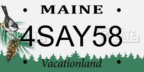 4SAY58 Maine License Plate