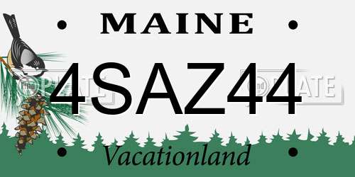 4SAZ44 Maine License Plate