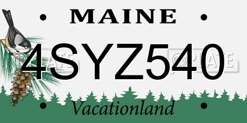 4SYZ540 Maine License Plate