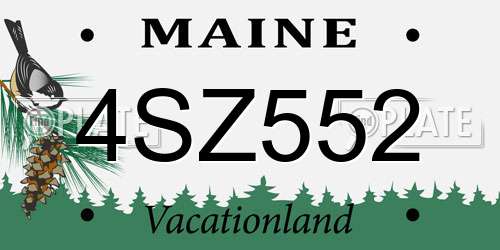 4SZ552 Maine License Plate