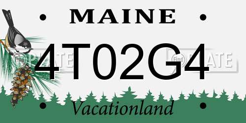 4T02G4 Maine License Plate
