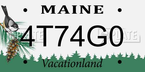 4T74G0 Maine License Plate