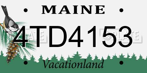 4TD4153 Maine License Plate