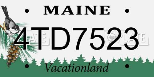 4TD7523 Maine License Plate
