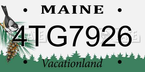 4TG7926 Maine License Plate
