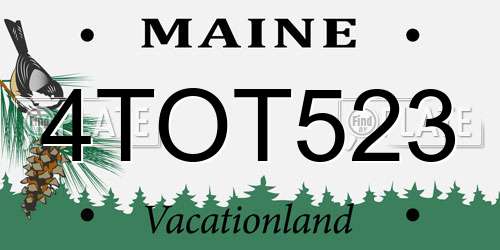 4TOT523 Maine License Plate