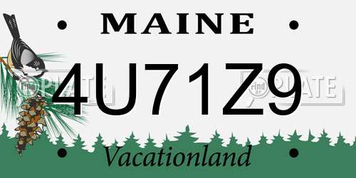 4U71Z9 Maine License Plate