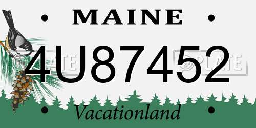4U87452 Maine License Plate