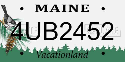 4UB2452 Maine License Plate