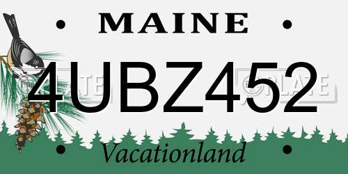 4UBZ452 Maine License Plate