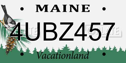 4UBZ457 Maine License Plate