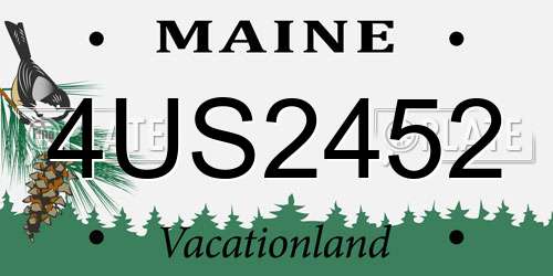 4US2452 Maine License Plate