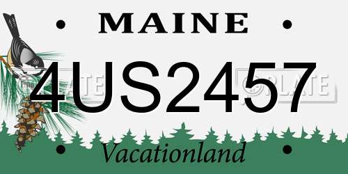 4US2457 Maine License Plate