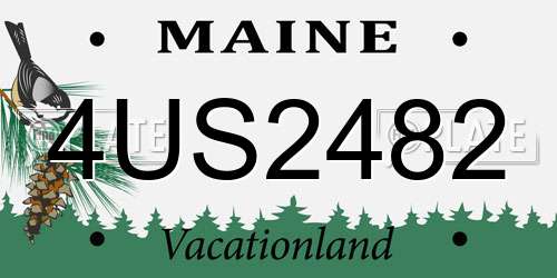 4US2482 Maine License Plate