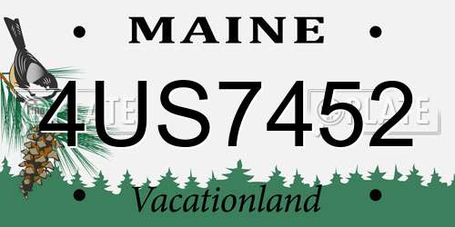 4US7452 Maine License Plate