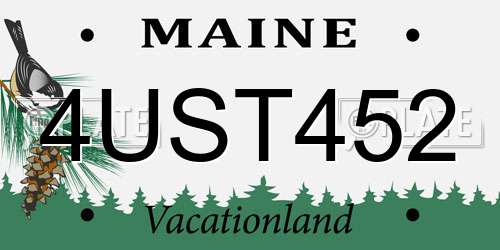 4UST452 Maine License Plate