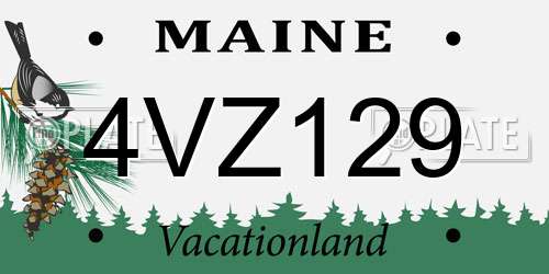 4VZ129 Maine License Plate