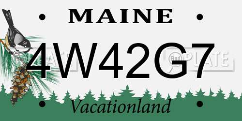 4W42G7 Maine License Plate