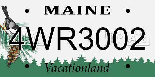 4WR3002 Maine License Plate