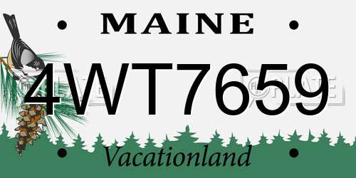 4WT7659 Maine License Plate