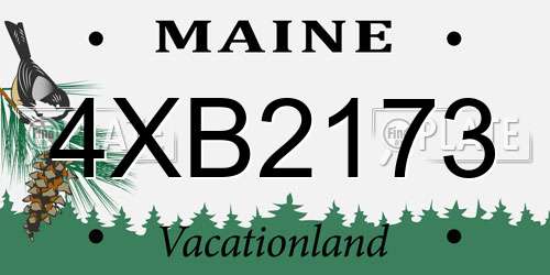 4XB2173 Maine License Plate