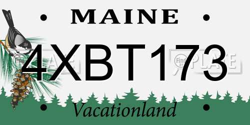 4XBT173 Maine License Plate