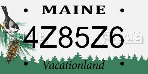 4Z85Z6 Maine License Plate