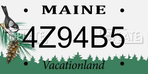 4Z94B5 Maine License Plate