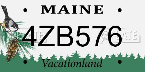 4ZB576 Maine License Plate