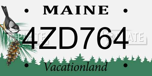 4ZD764 Maine License Plate