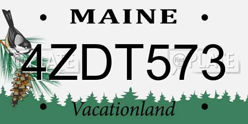 4ZDT573 Maine License Plate