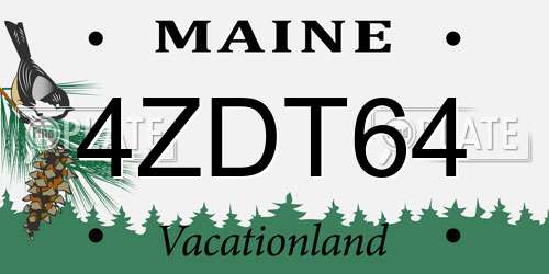 4ZDT64 Maine License Plate
