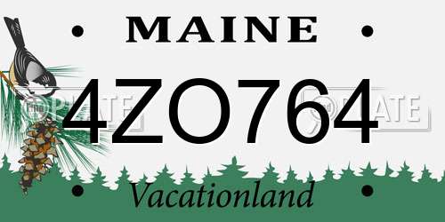 4ZO764 Maine License Plate