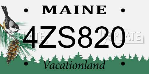 4ZS820 Maine License Plate