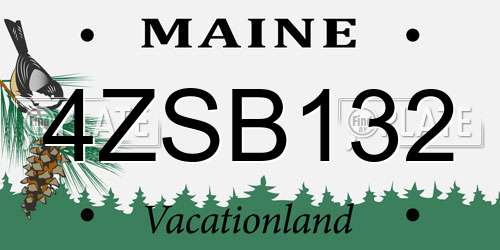 4ZSB132 Maine License Plate