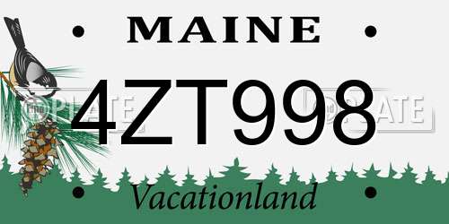 4ZT998 Maine License Plate