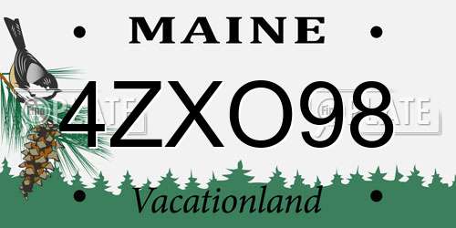 4ZXO98 Maine License Plate