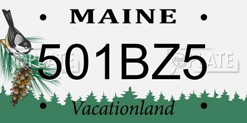 501BZ5 Maine License Plate
